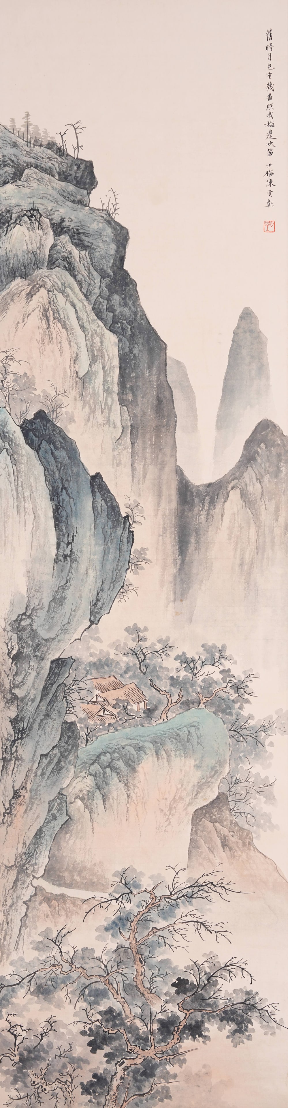 A LANDSCAPE PAINTING ON PAPER BY CHEN SHAOMEI.陳少梅 (1 of 9)