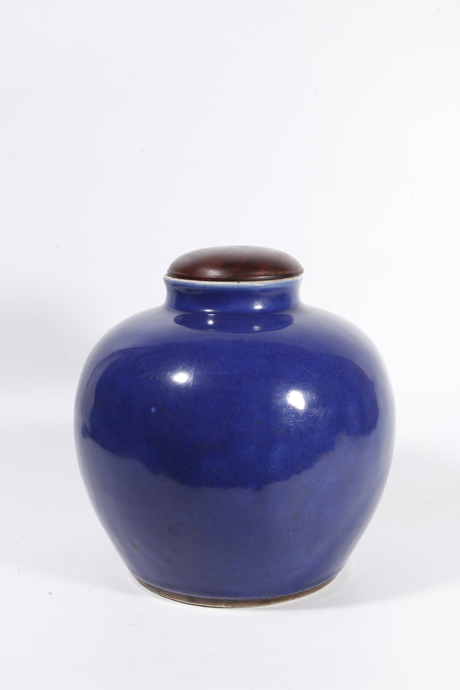 A COVERED JAR WITH SPLASHED?BLUE GLAZE - 5