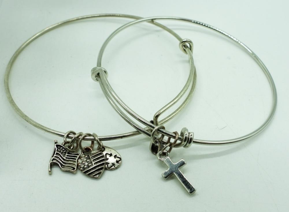 (3) SILVER TONE BRACELETS - 3