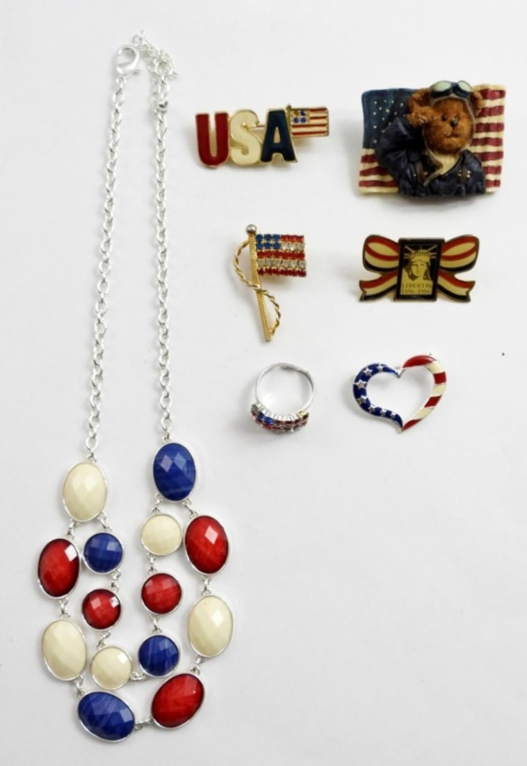 PATRIOTIC RED, WHITE & BLUE JEWELRY LOT: PATRIOTIC RED, WHITE & BLUE JEWELRY LOT