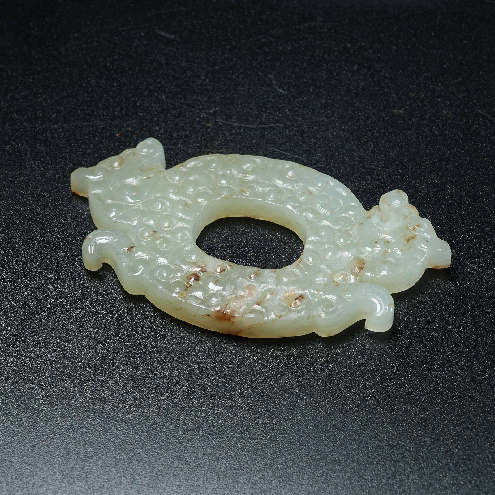 A ANCIENT JADE PENDANT WITH BEAST PATTERN - 4
