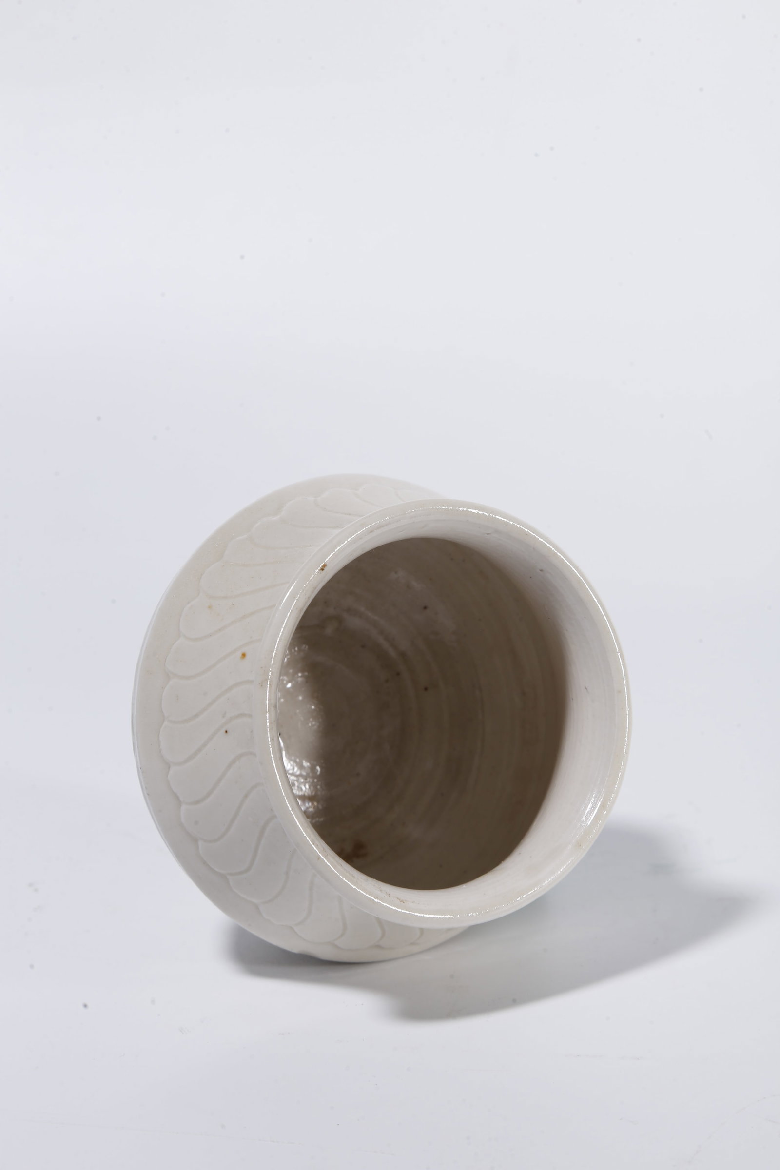 A DING WARE JAR WITH LOTUS PATTERN - 8