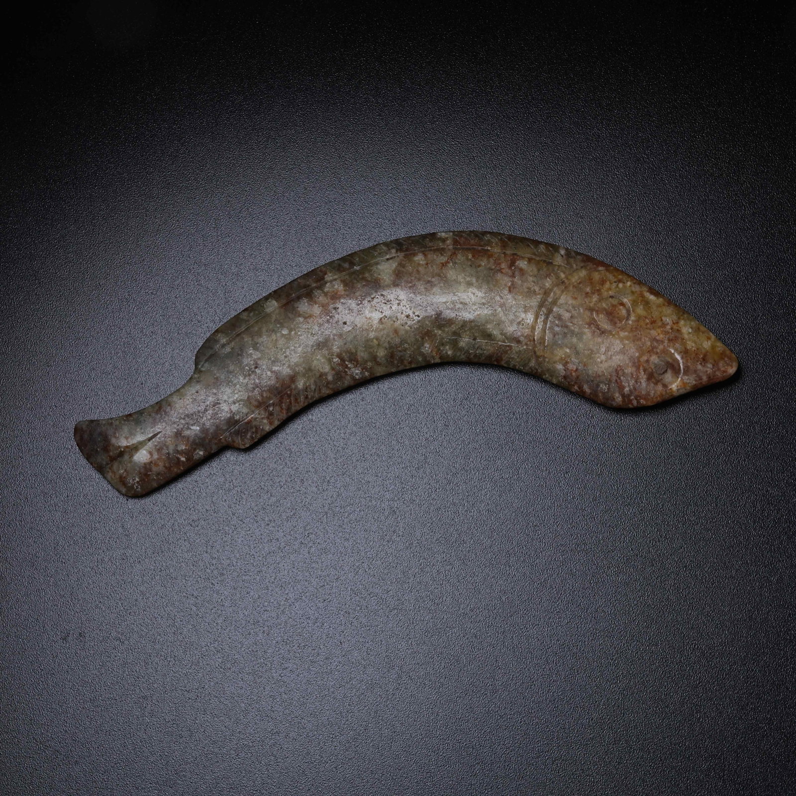 A ARCHAIC JADE FISH PENDANT: Archaic Jade Fish Pendant