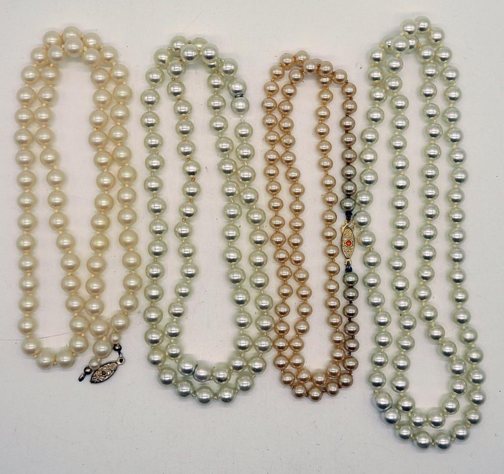 (4) PRETTY STRANDS OF PEARLS: (4) PRETTY STRANDS OF PEARLS