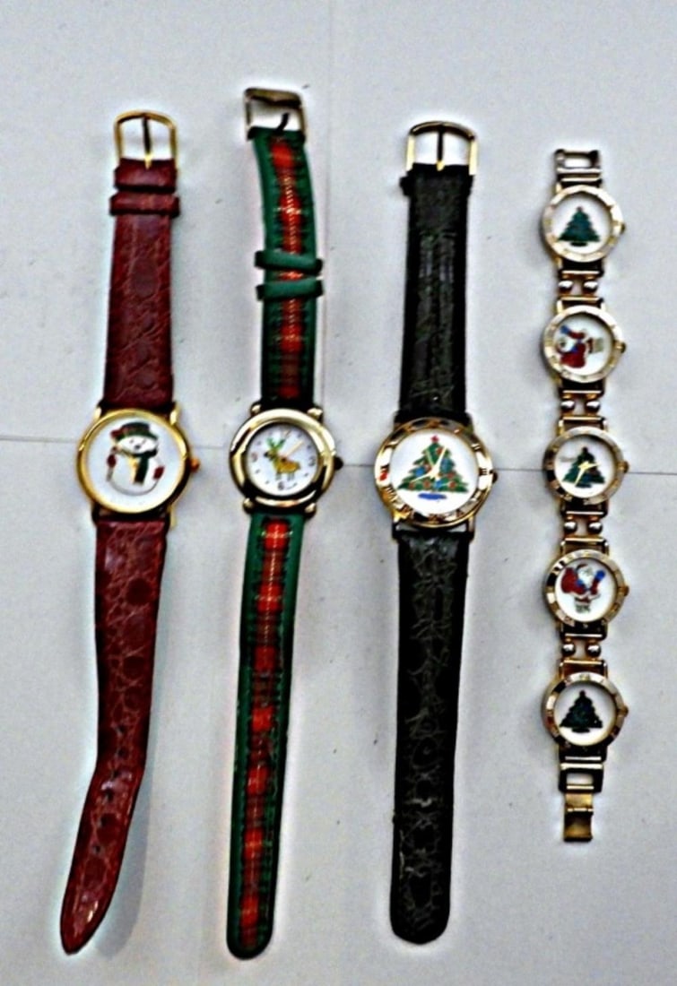 (4) CHRISTMAS WATCHES: (4) CHRISTMAS WATCHES
