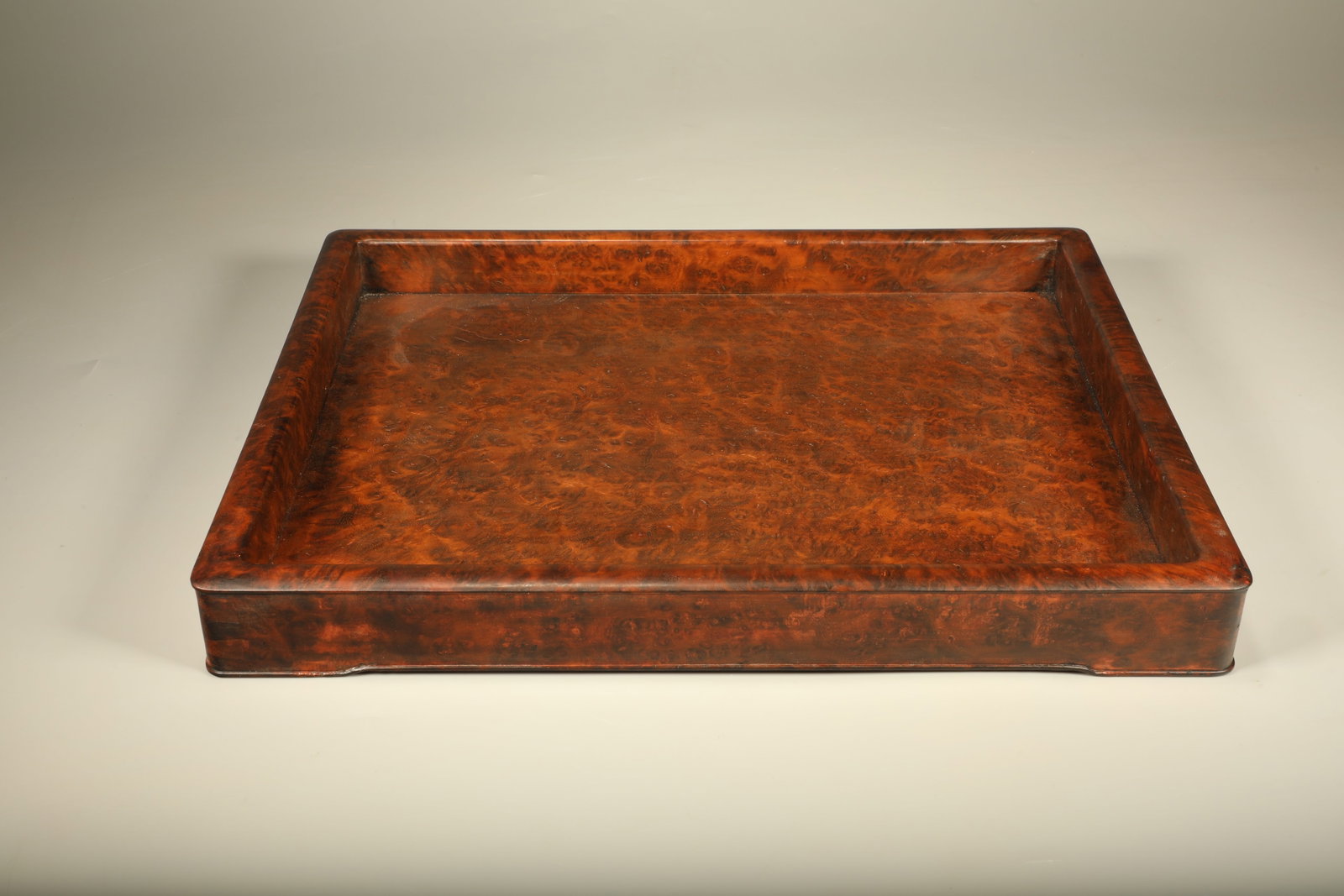 A HUANGHUALI BURL TEA TRAY: Huanghuali Burl Tea Tray