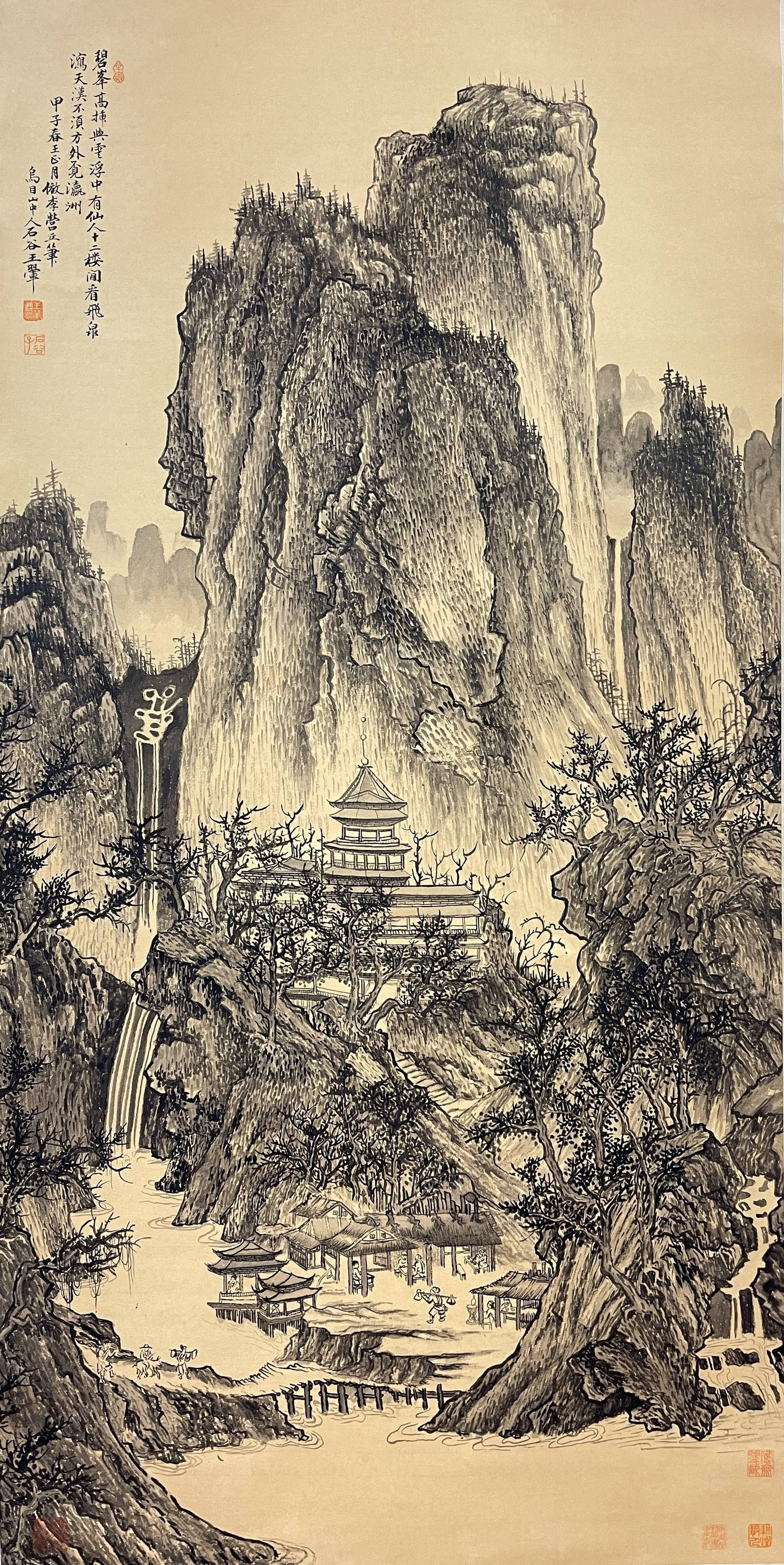 A LANDSCAPE PAINTING AFTER LI CHENG HANGING SCROLL ON PAPER BY WANG HUI.王翬 (1 of 9)
