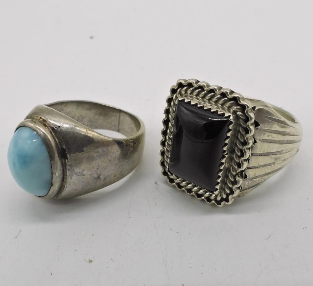 (6) STERLING GEMSTONE RINGS - 2
