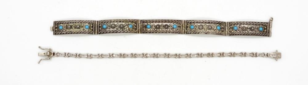 (2) STERLING TURQUOISE BRACELETS - 925: (2) STERLING TURQUOISE BRACELETS - 925