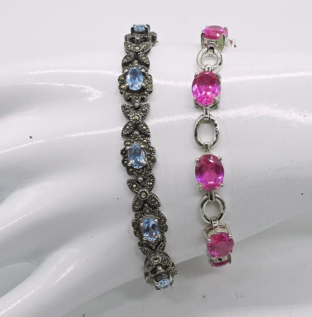 4 GEMSTONE STERLING BRACELETS - 3