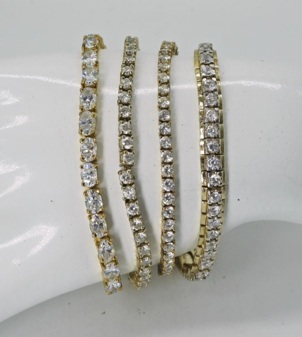 4 STERLING GOLD TONE TENNIS BRACELETS (1 of 2)