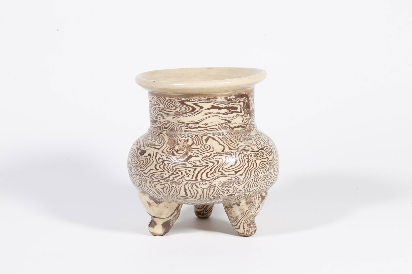 A MARBLED WARE TRIPOD CENSER (1 of 10)