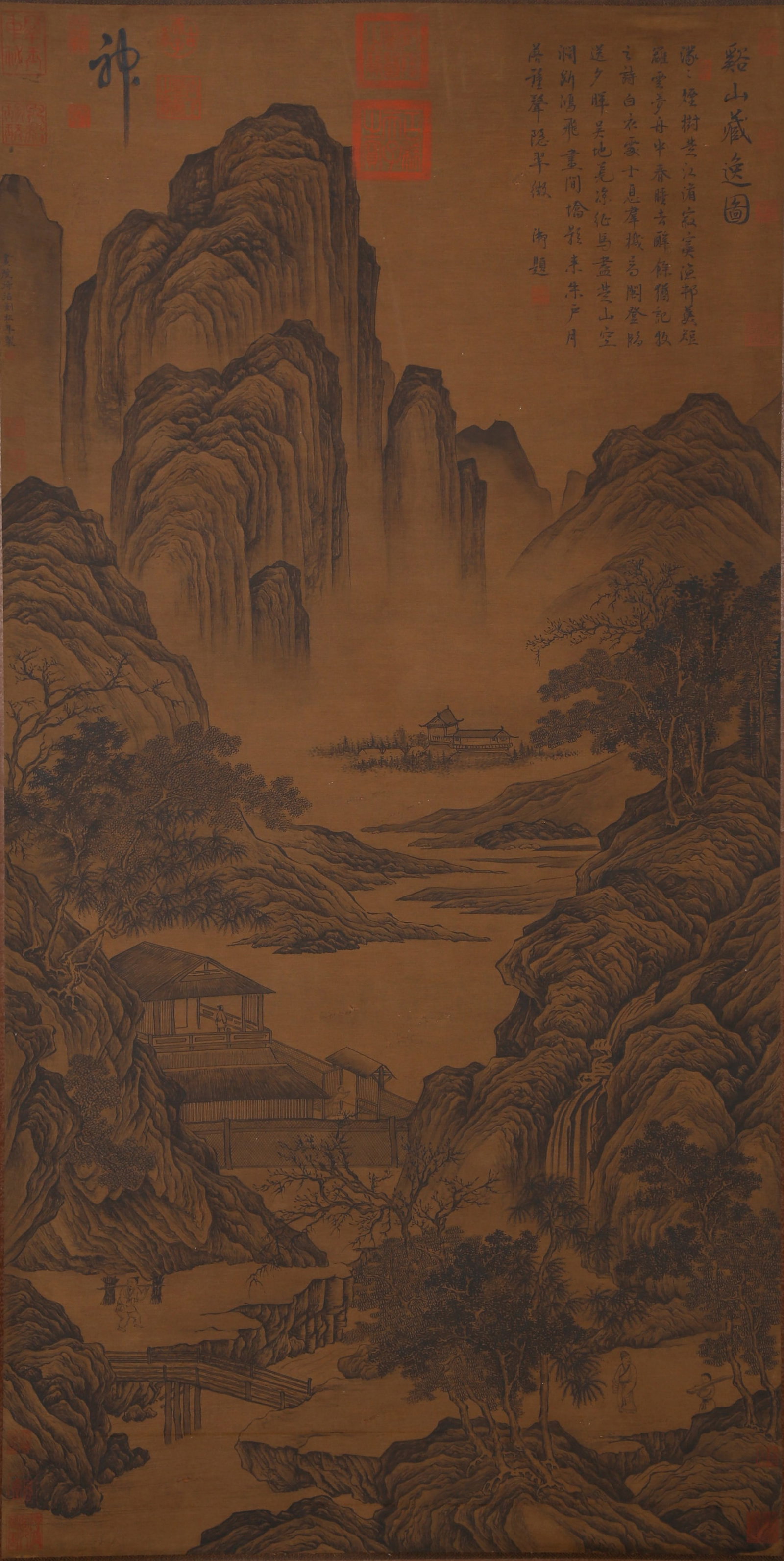 A RECLUSE HIDDEN AMONG STREAM MOUNTAINS PAINTING ON SILK BY LIU SONGNIAN.劉松年 (1 of 9)