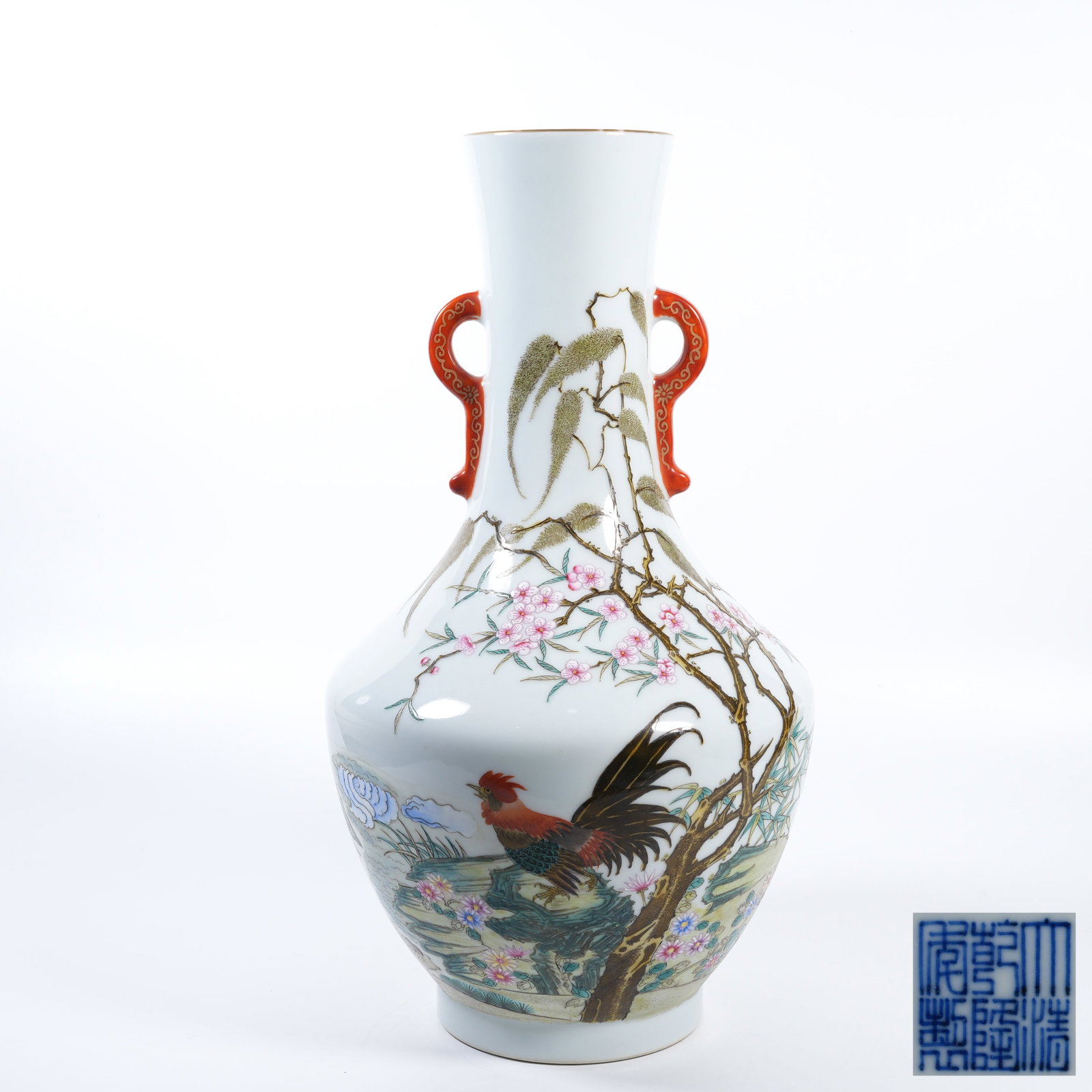 A FAMILLE ROSE TWO?EARED VASE WITH GREAT?AUSPICIOUSNESS MOTIFS (1 of 10)