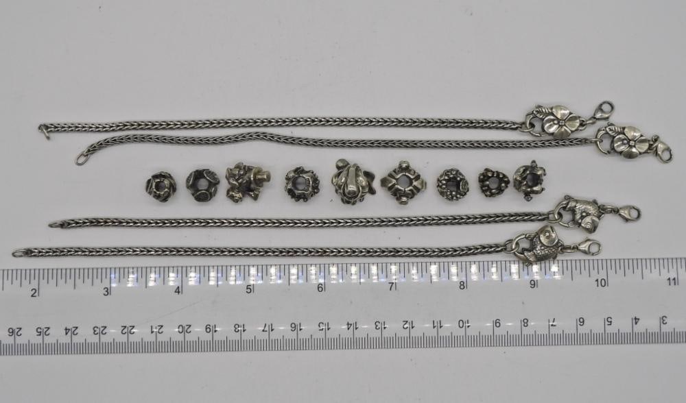 (4) 925 BRACELETS WITH 9 TROLL BEADS (1 of 4)
