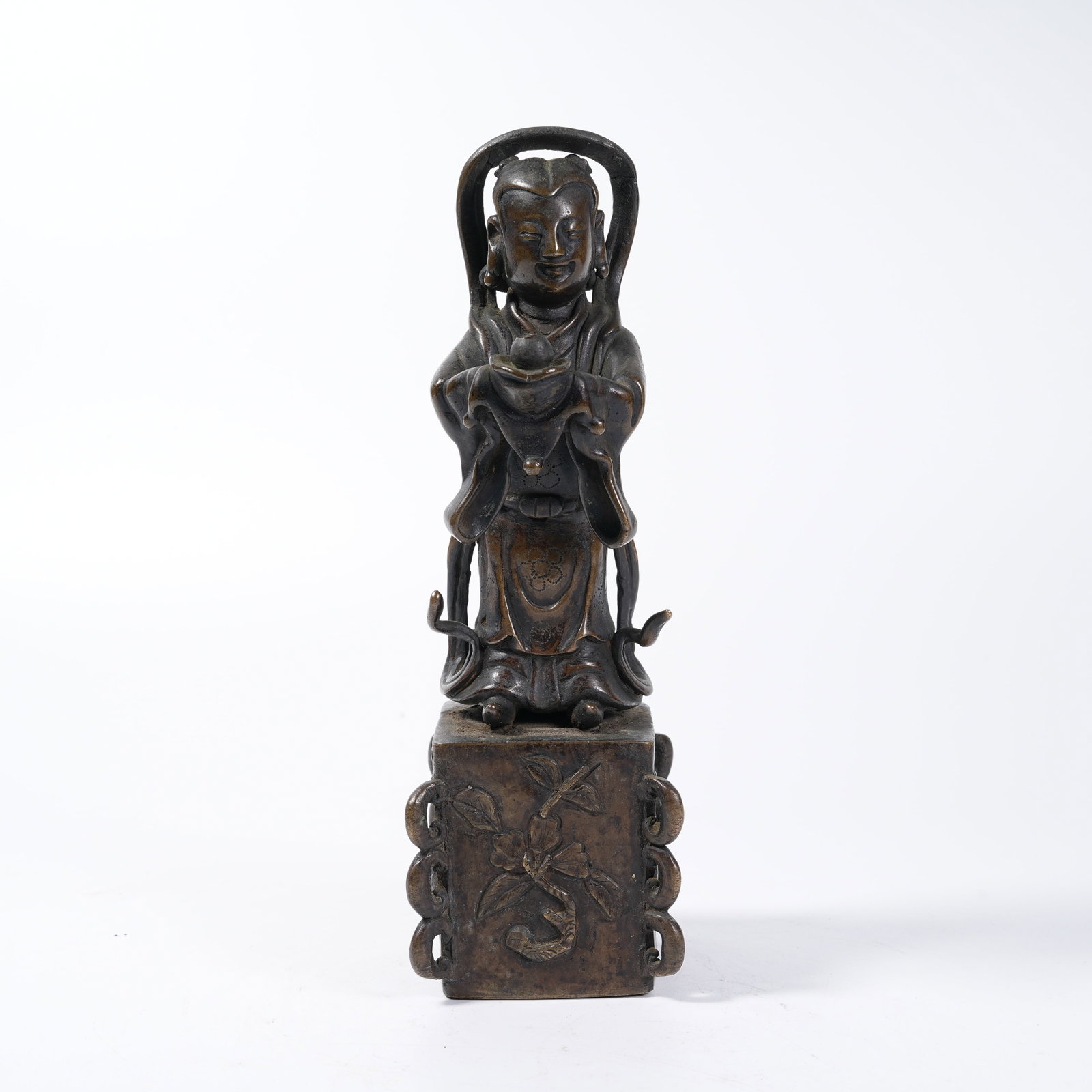 A BRONZE STANDING STATUE OF DRAGON MAIDEN (1 of 9)