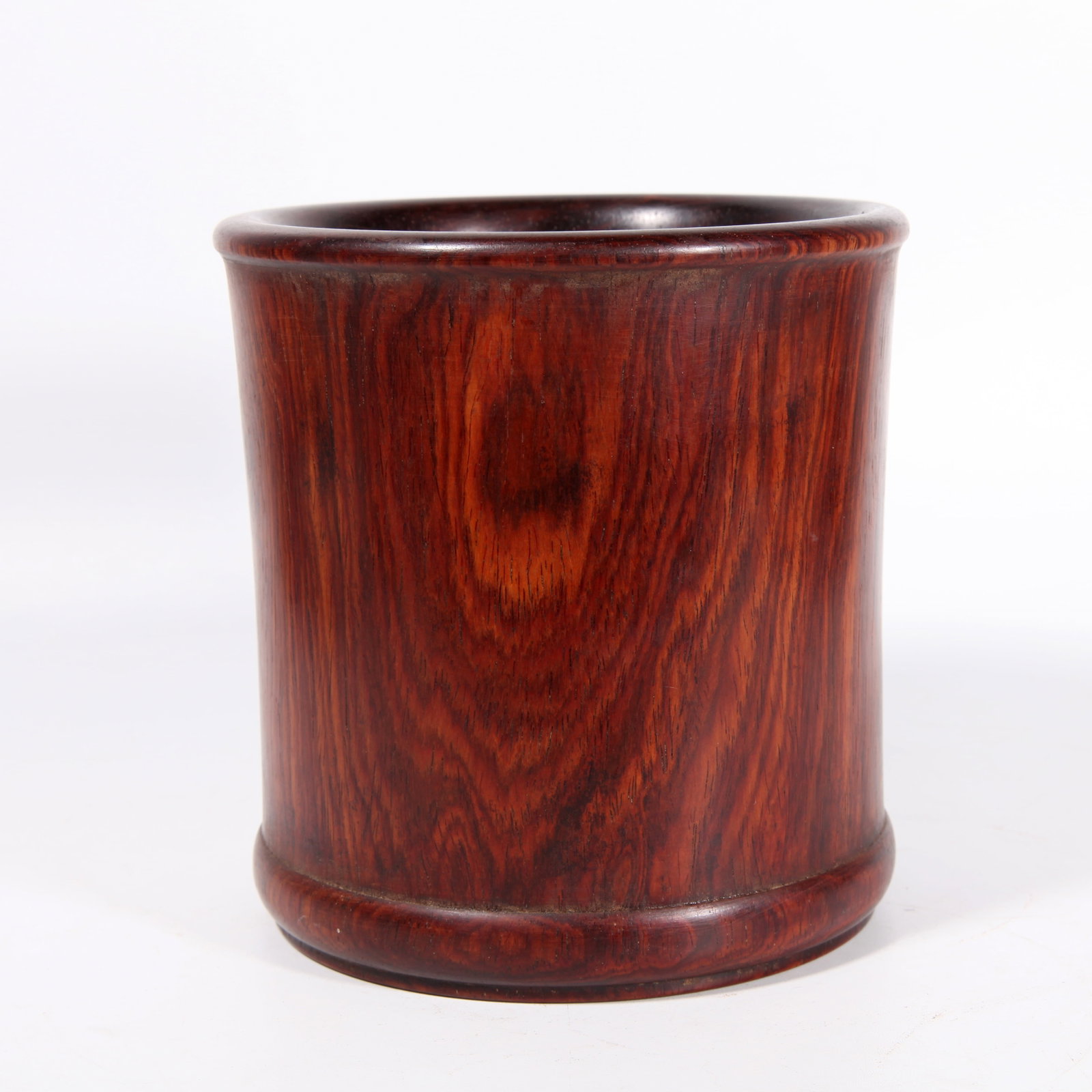 A RED WOOD BRUSH POT (1 of 9)