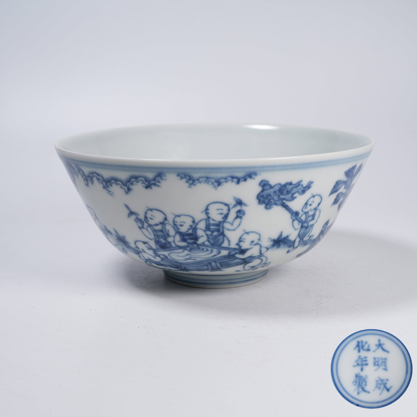 A BLUE AND WHITE BOWL WITH CHILDREN AT PLAY SCENE (1 of 8)