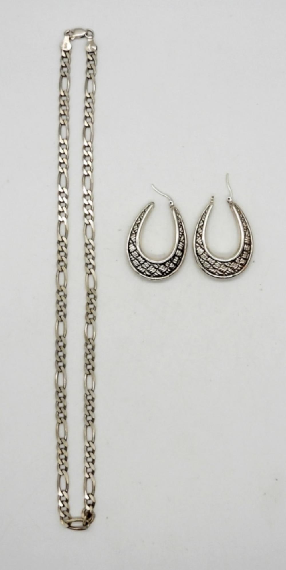 STERLING SILVER EARRINGS & NECKLACE (1 of 2)
