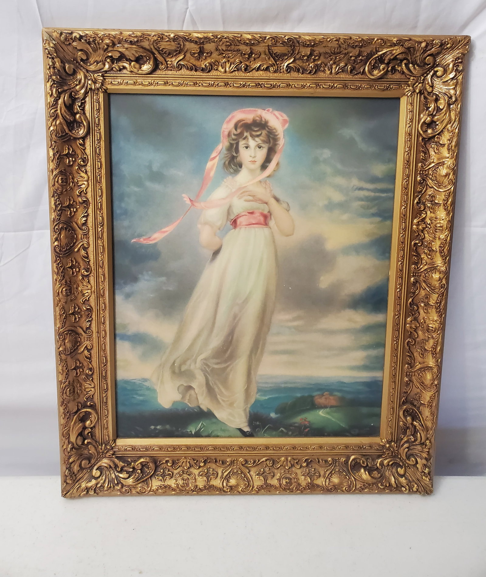 VINTAGE REPRODUCTION DEEP WELL FRAMED OF THE 1794 PORTRAIT PAINTING PINKIE SIR THOMAS LAWRENCE (1 of 4)