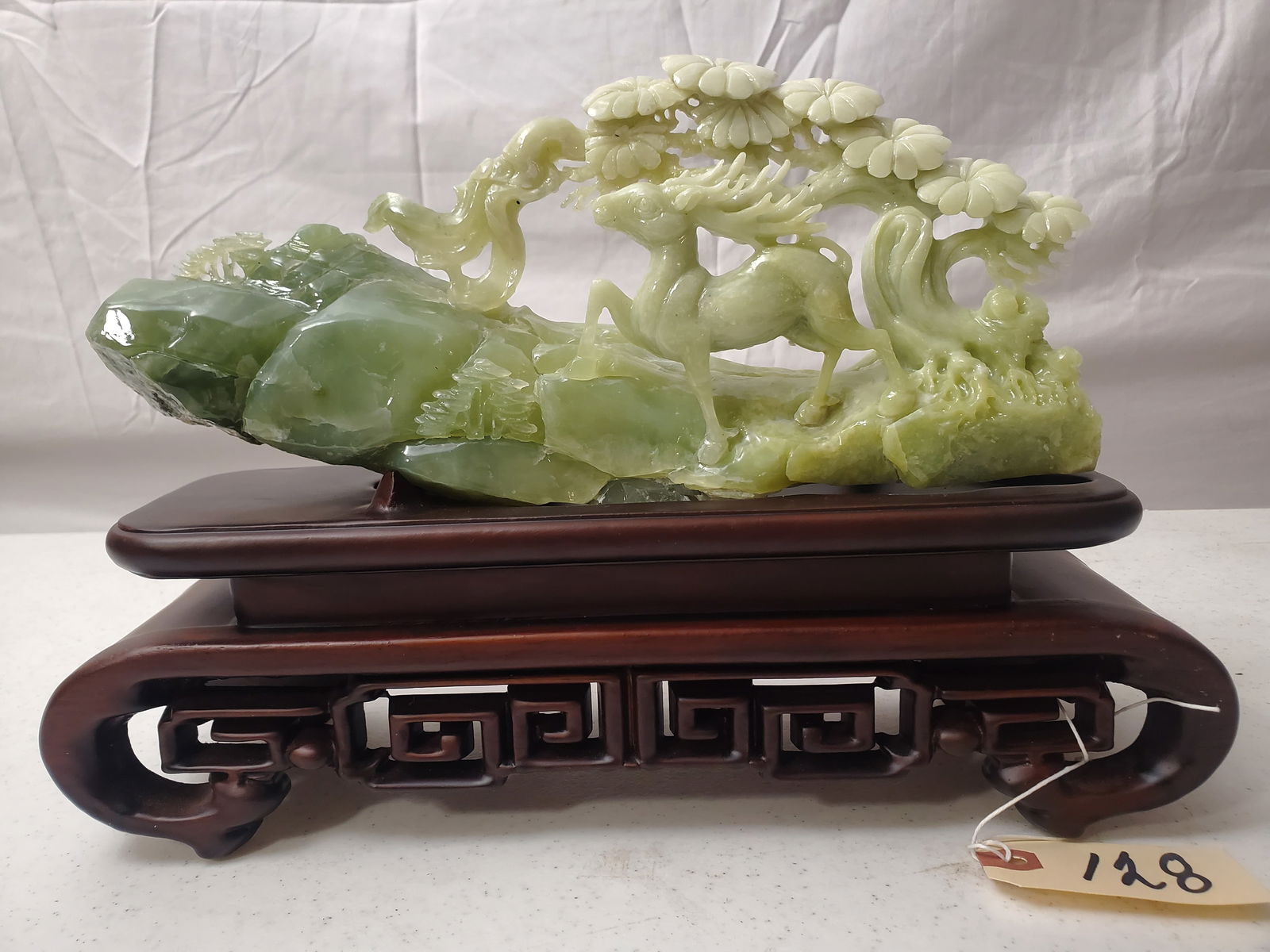 NATURAL CHINESE XIU JADE CARVING LANDSCAPE OF ELK AND TREE SCENE (1 of 10)