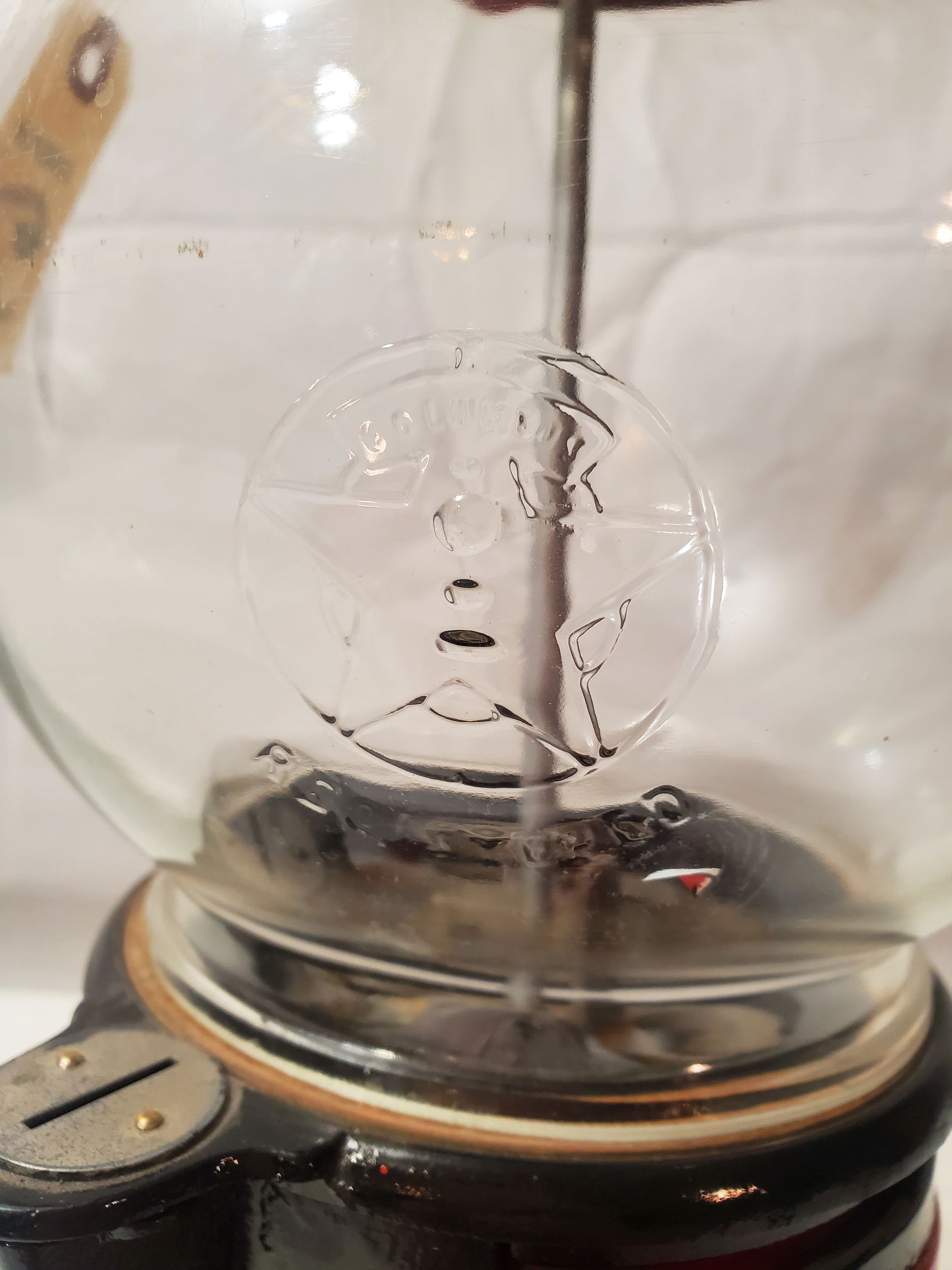 VINTAGE COLUMBUS HALLMARKED ORIGINAL GLASS GLOBE - CAST IRON BASE FISH BOWL GLOBE COUNTRY STORE (1 of 8)