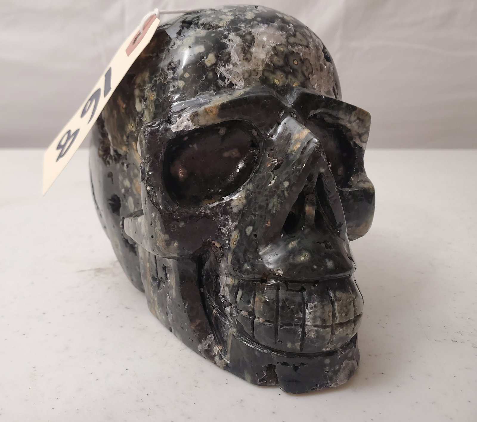 NATURAL CARVED POLYCHROME JASPER CRYSTAL MINERAL SKULL (1 of 8)