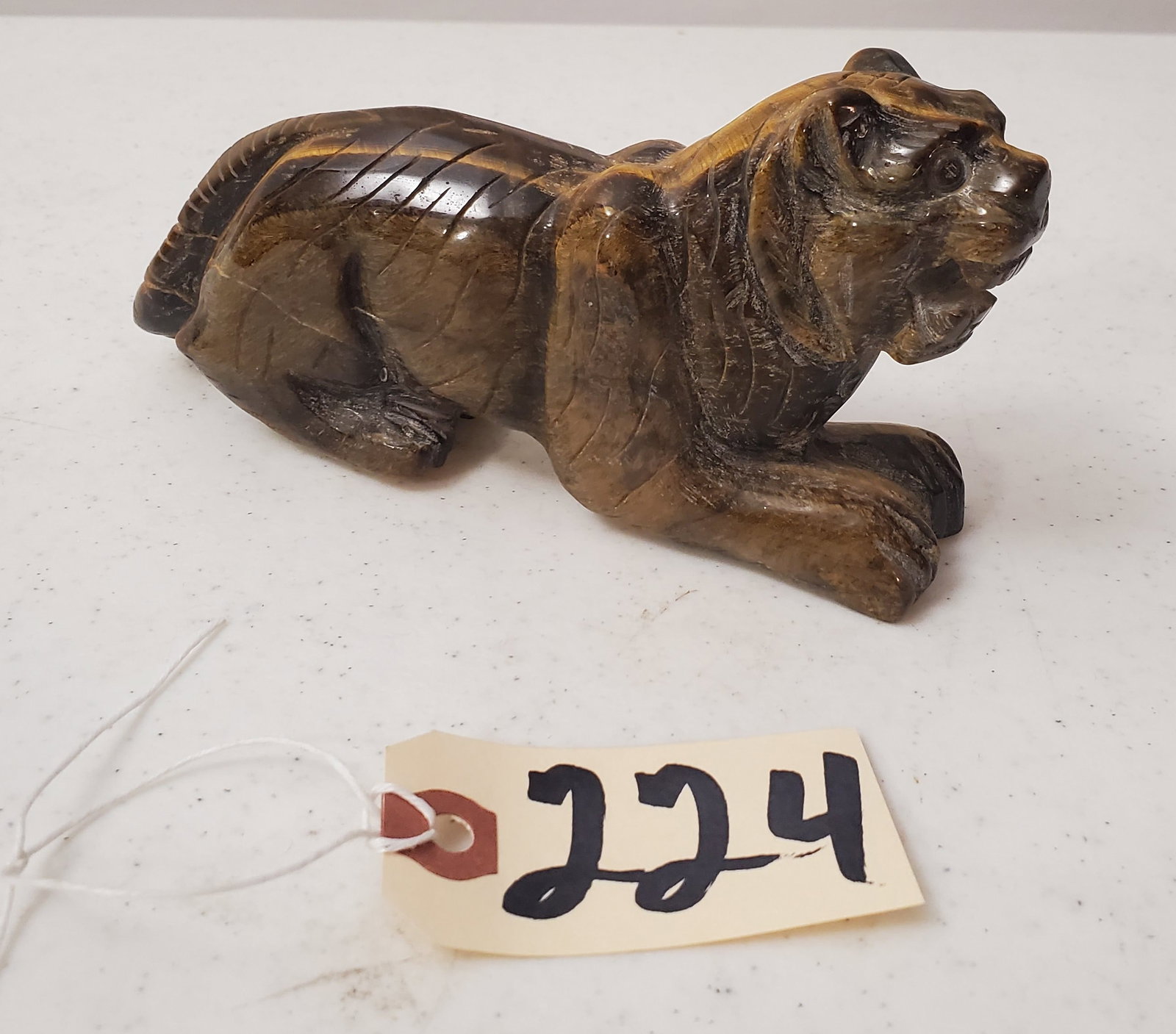 HAND CARVED NATURAL TIGERS EYE GEMSTONE FIGURINE (1 of 7)