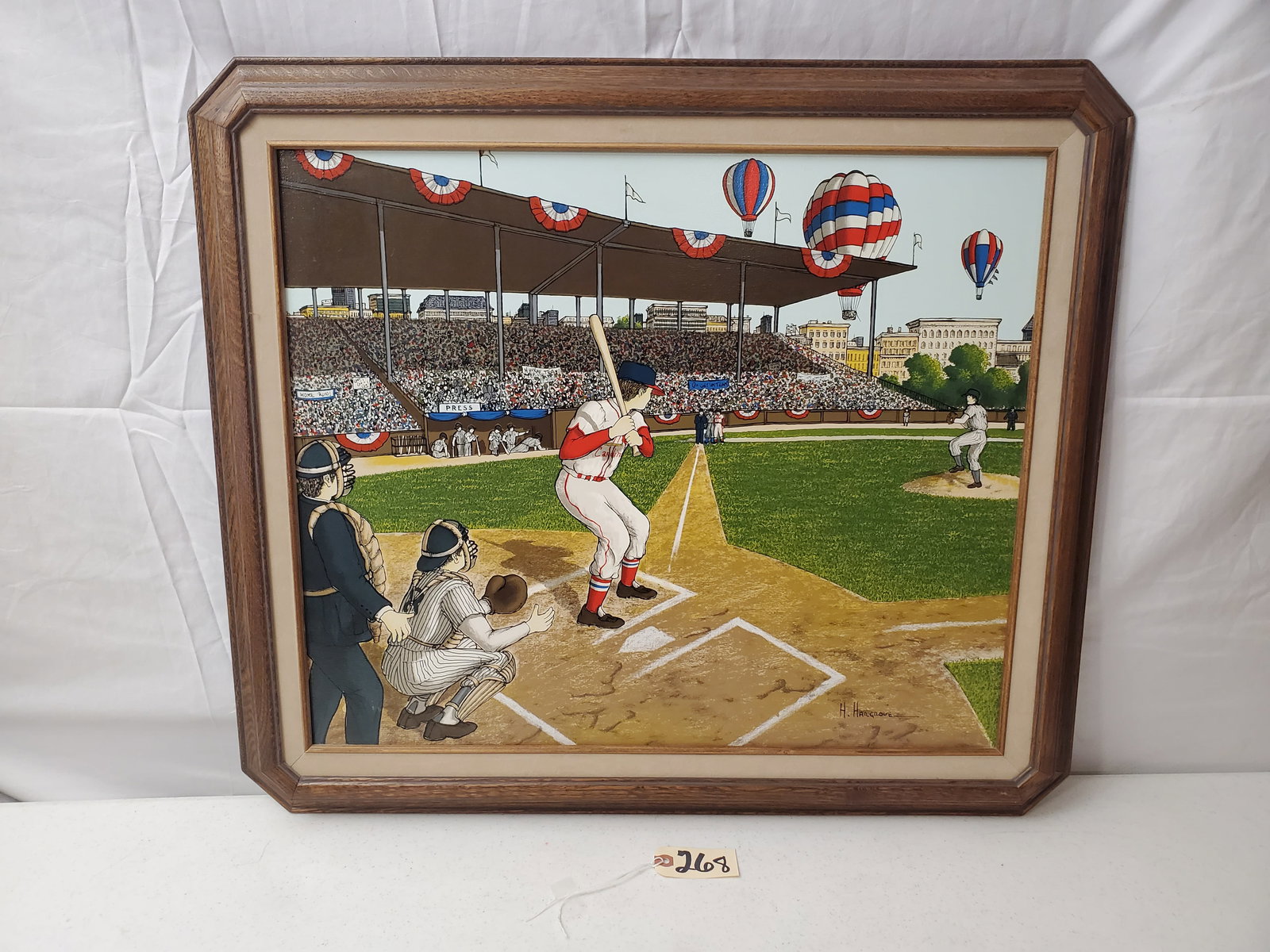 FRAMED "OPENING DAY" CANVAS PAINTING SIGNED H. HARGROVE (1 of 8)