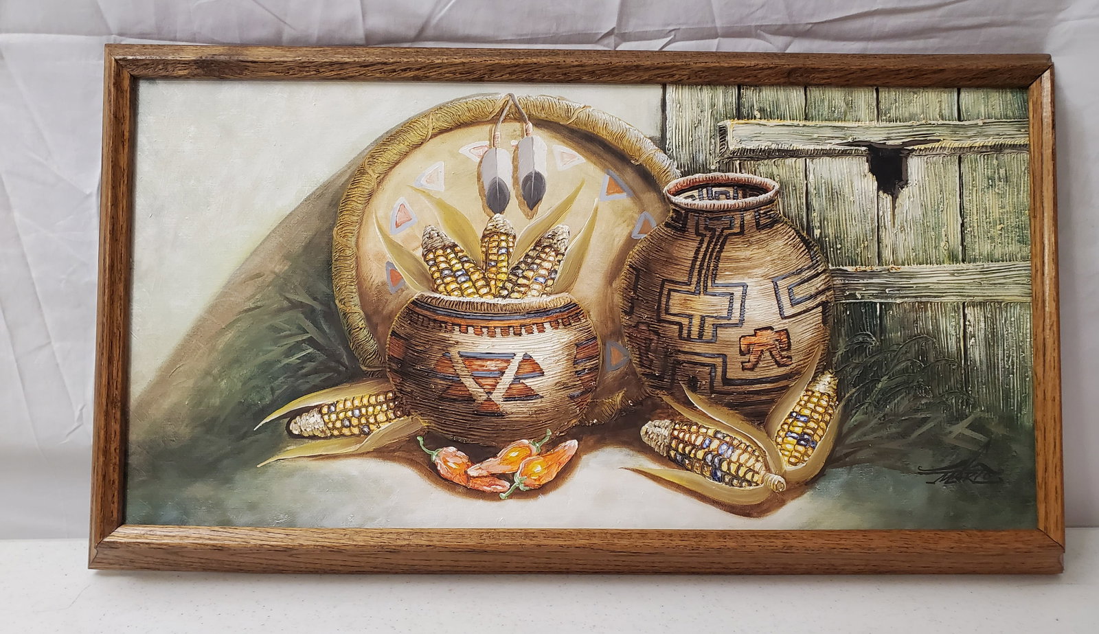CANVAS "HARVEST" PAINTING SIGNED MARIO JUNG (1 of 11)