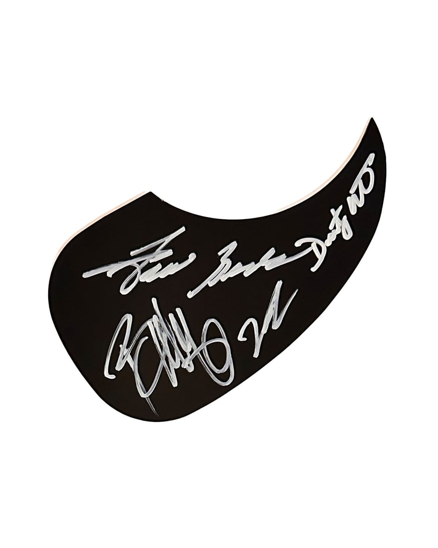 ZZ Top Autographed Acoustic Guitar Pickguard: ZZ Top Autographed Pickguard Will fit any size standard Guitar.