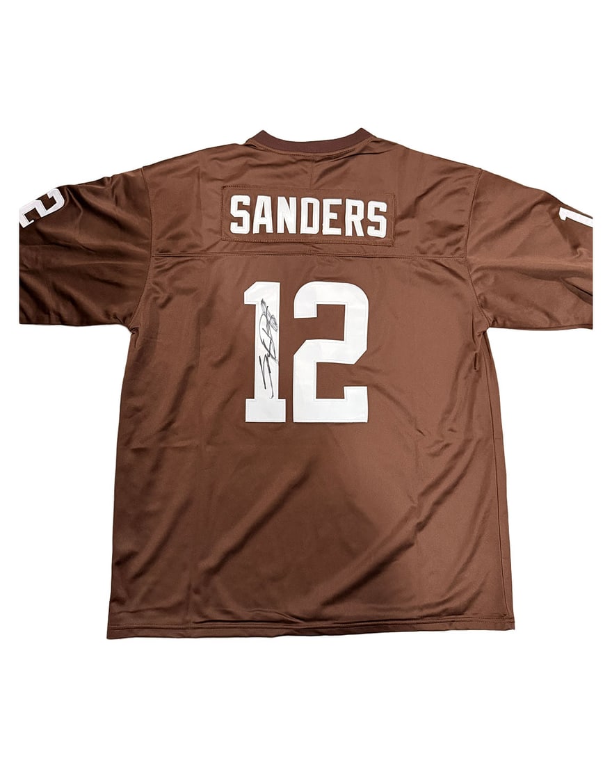 Shadeur Sanders Autographed Browns Jersey: Football Star SANDERS son Shadeur. Signed Browns Custom Jersey.Authentication-FAS