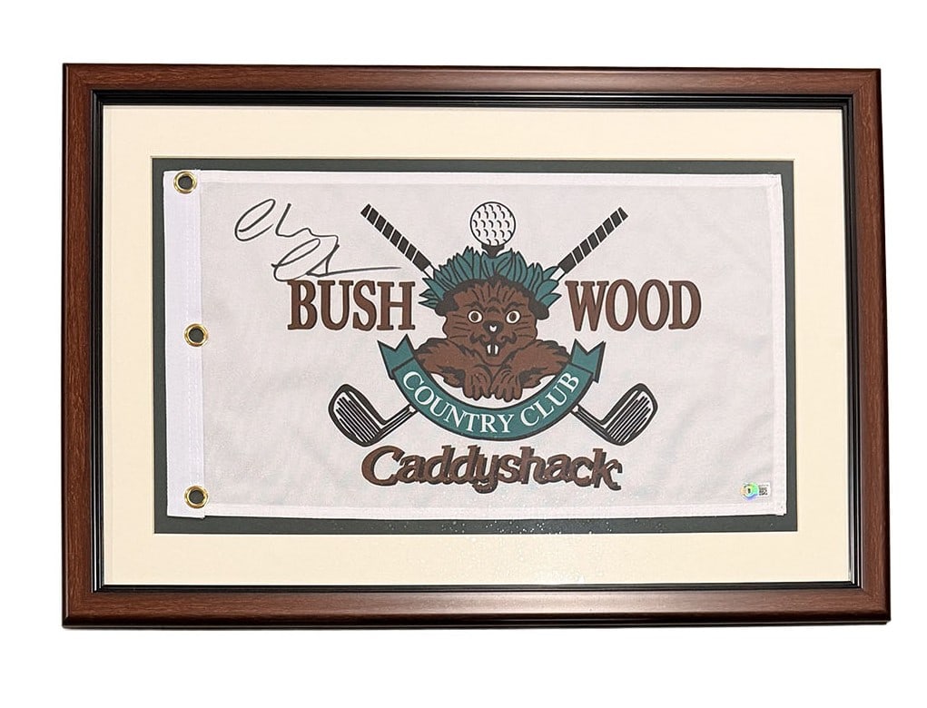 Chevy Chase Autographed Caddyshack Flag Framed BAS (1 of 1)