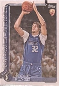 2025 Topps Base Card Cooper Flagg Rookie: Mavericks Young Star. This is the base Topps Rookie. NM