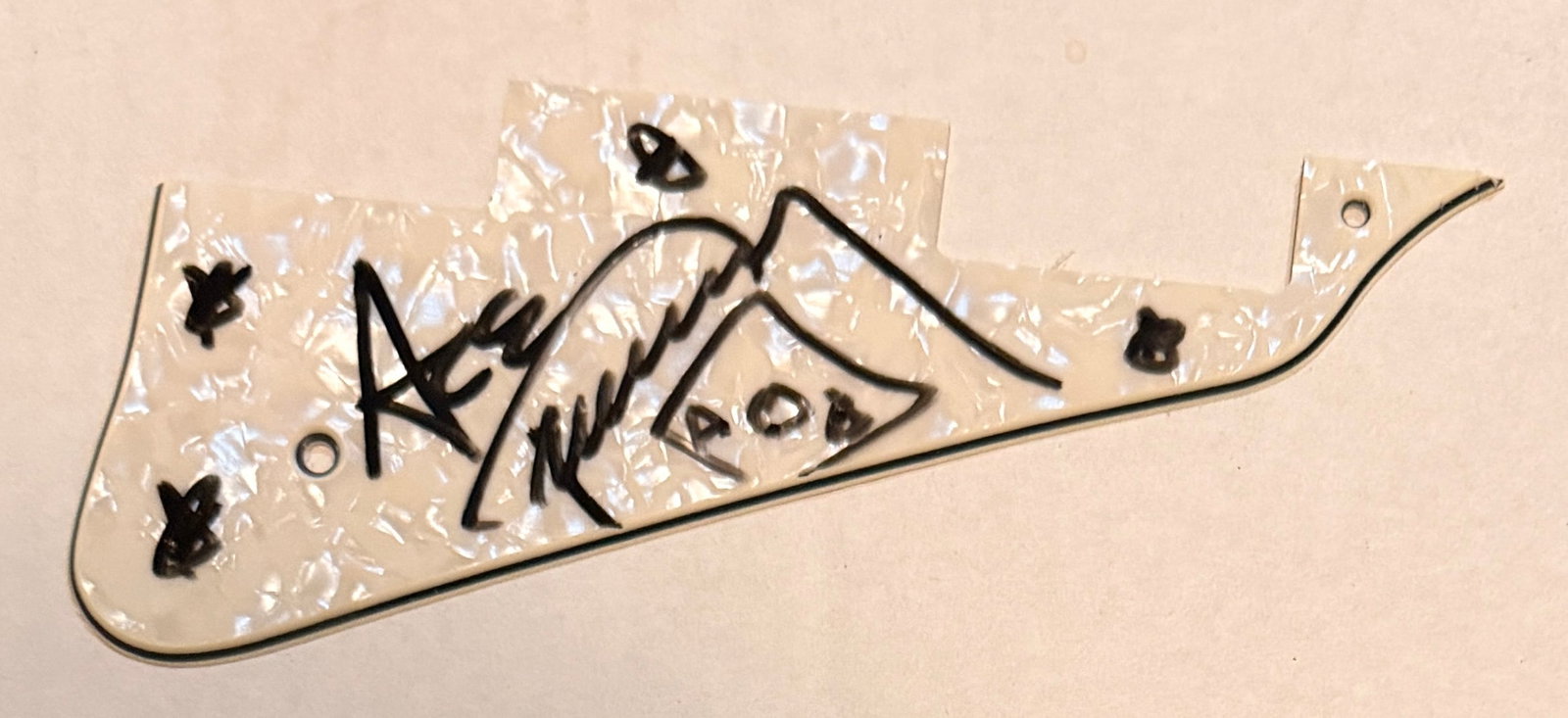 Ace Frehley Autographed Les Paul Pickguard KISS: This is will fit any Les Paul Size Guitar. Obtained at the SAM ASH in New York City.