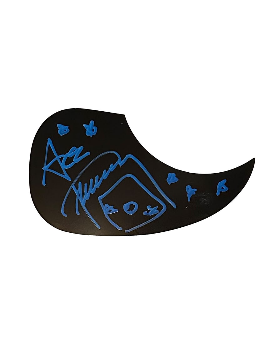 Ace Frehley Autographed Blue Pen Acoustic Guitar Pickguard: Kiss Legend Signed acoustic pickguard, With his classic spaceman art work. Obtained by us!