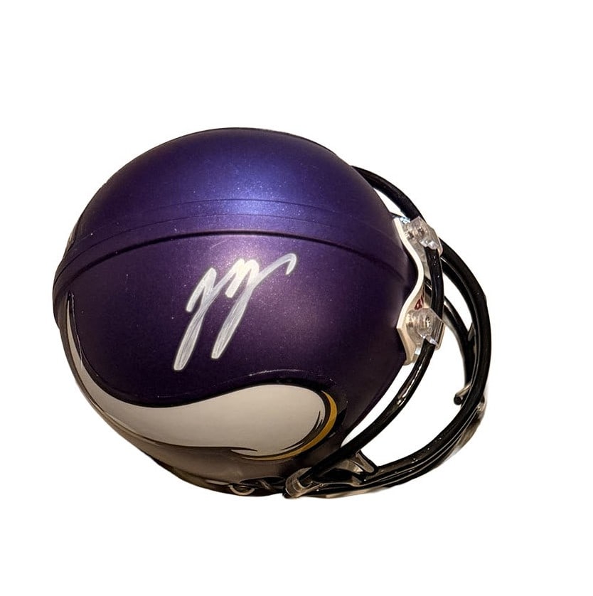 JJ McCarthy Autographed Vikings Mini Helmet (1 of 1)