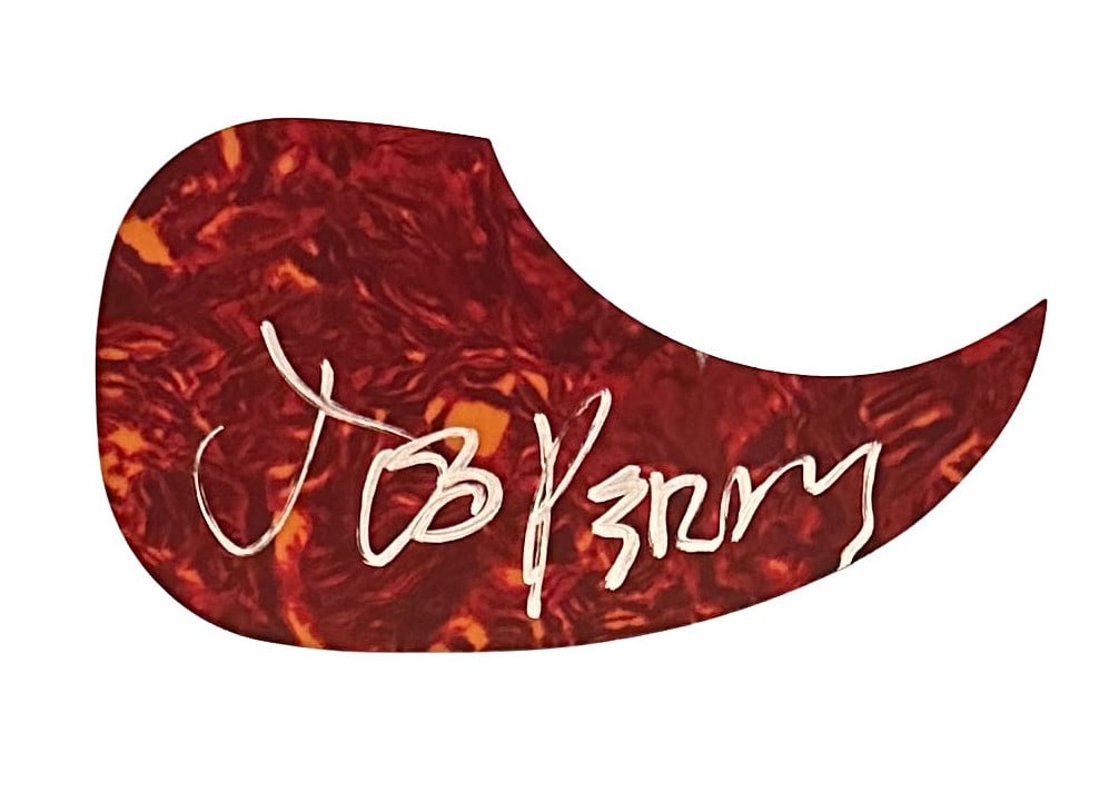 Joe Perry Autographed Acoustic Guitar Pickguard: Aerosmith Guitar Legend signed Acoustic Guitar Pickguard. Will fit any acoustic guitar.