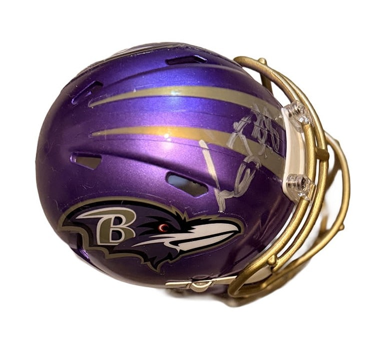 Lamar Jackson Autographed Chrome Mini RAVENS Helmet (1 of 1)
