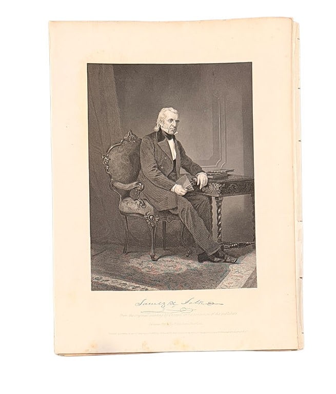 James Polk US President Book PAGE: Replica Autograph Book Page of US PRESIDENTS. Toning and Yellowing.