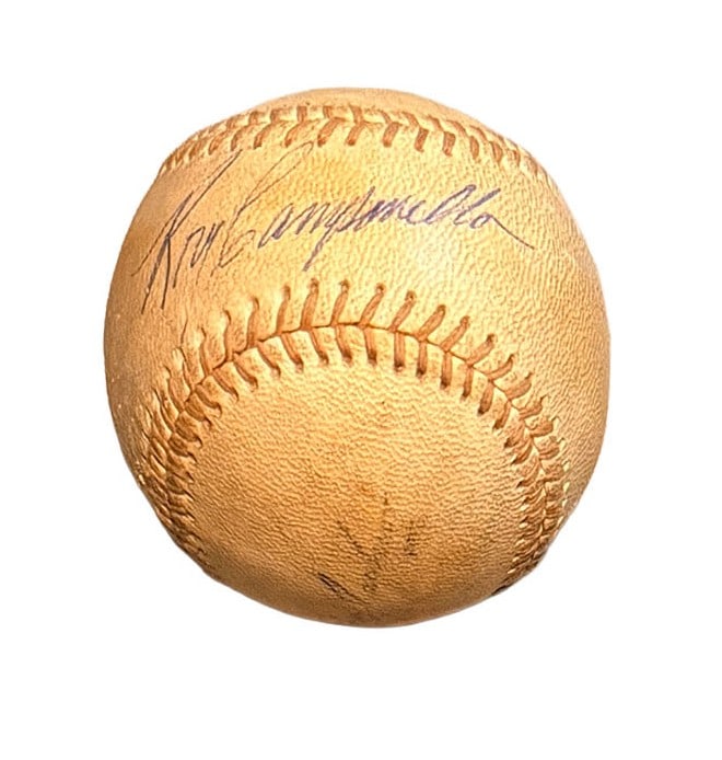Roy Campanella Autographed Baseball: Rare before the accident autograph. Signed boldy in blue ballpoint pen. Forensically Certified and Examined.