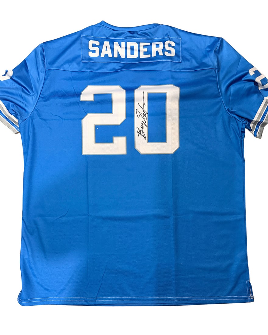 Barry Sanders Autographed Lions Jersey: The Lion King Barry Sanders Autographed Jersey in Black Marker. Obtained in person. Fully guranteed.