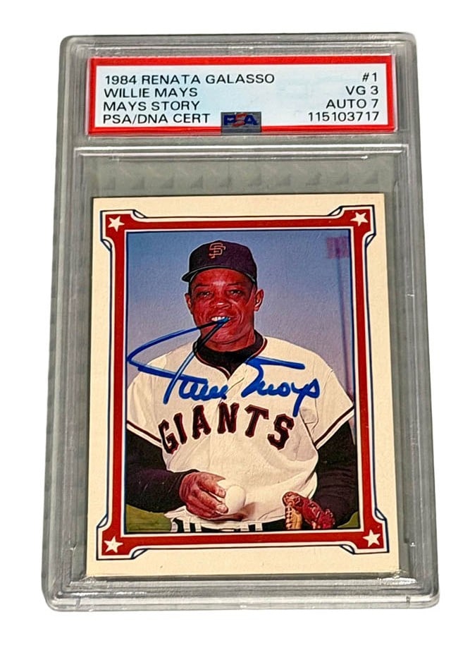 Willie Mays Autographed Card PSA 7 Slabbed: Say Hey Kid Autographed Card