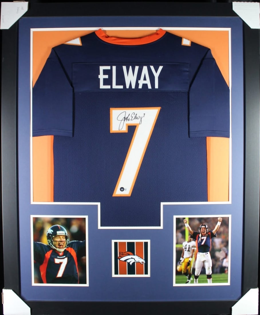 John Elway Autographed Broncos Framed Jersey (1 of 1)