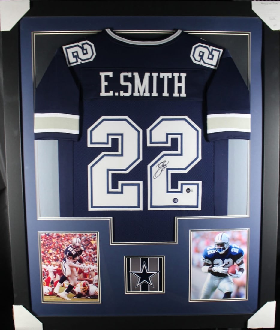 Emmitt Smith Autographed Cowboys Framed Jersey (1 of 1)