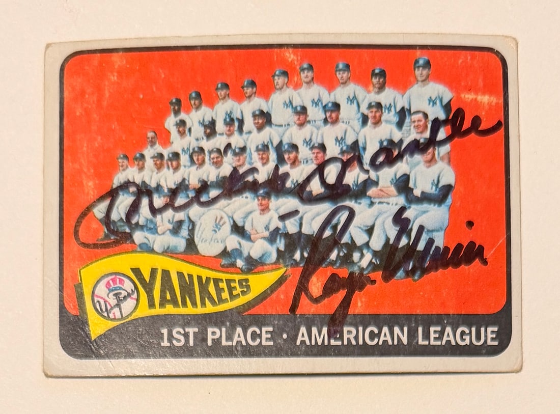1965 Topps Mickey Mantle Roger Maris Autographed Card (1 of 1)