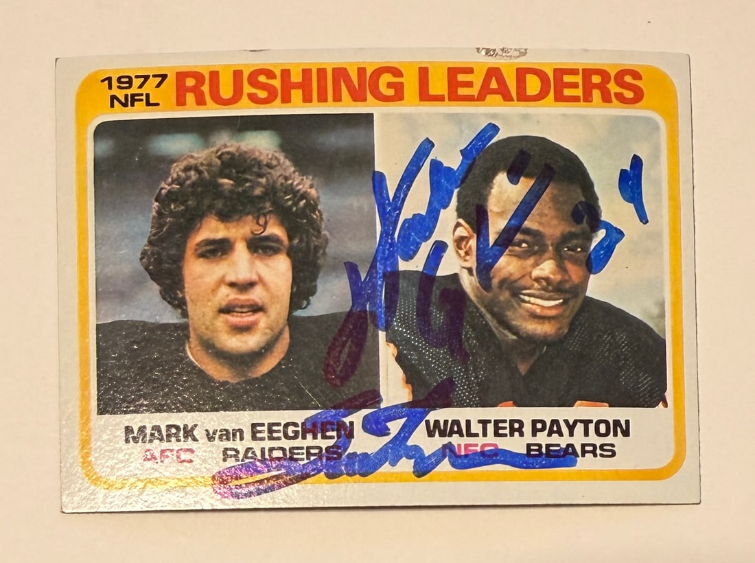 Walter Payton Autographed Card: We have a collection of signed cards in. The collector,Collected everything from balls to cards to whatever. He has over 3000 signed cards and cuts. No COA'S But we fully guarantee these cards.