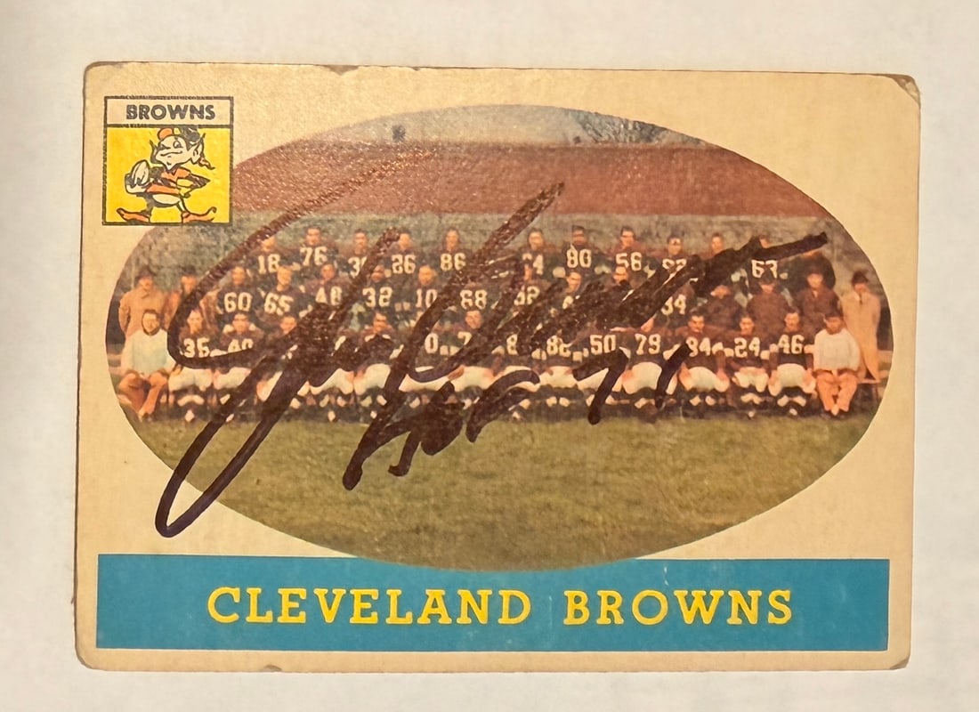 Jim Brown Autographed Browns Card: We have a collection of signed cards in. The collector,Collected everything from balls to cards to whatever. He has over 3000 signed cards and cuts. No COA'S But we fully guarantee these cards.