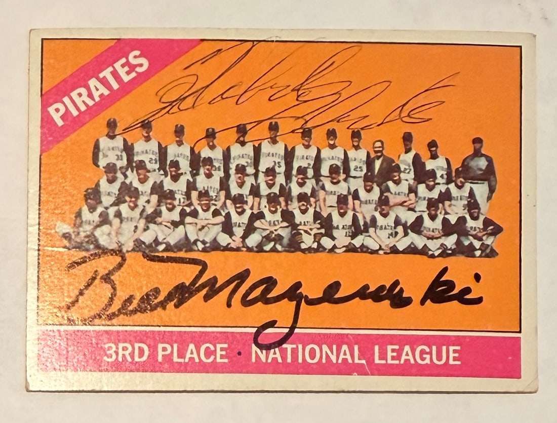 Bill Mazeroski Autographed Pirates Card Roberto Clemente: We have a collection of signed cards in. The collector,Collected everything from balls to cards to whatever. He has over 3000 signed cards and cuts. No COA'S But we fully guarantee these cards.