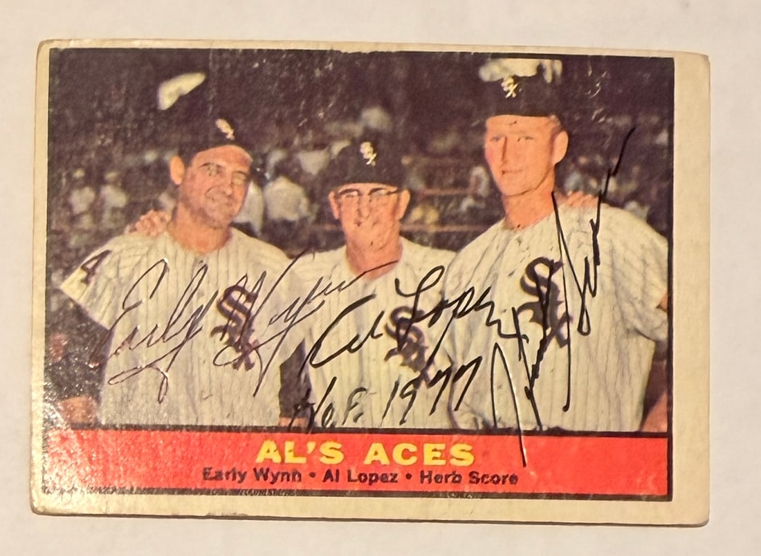 Early Wynn Autographed CARD Al Lopez Score: We have a collection of signed cards in. The collector,Collected everything from balls to cards to whatever. He has over 3000 signed cards and cuts. No COA'S But we fully guarantee these cards.